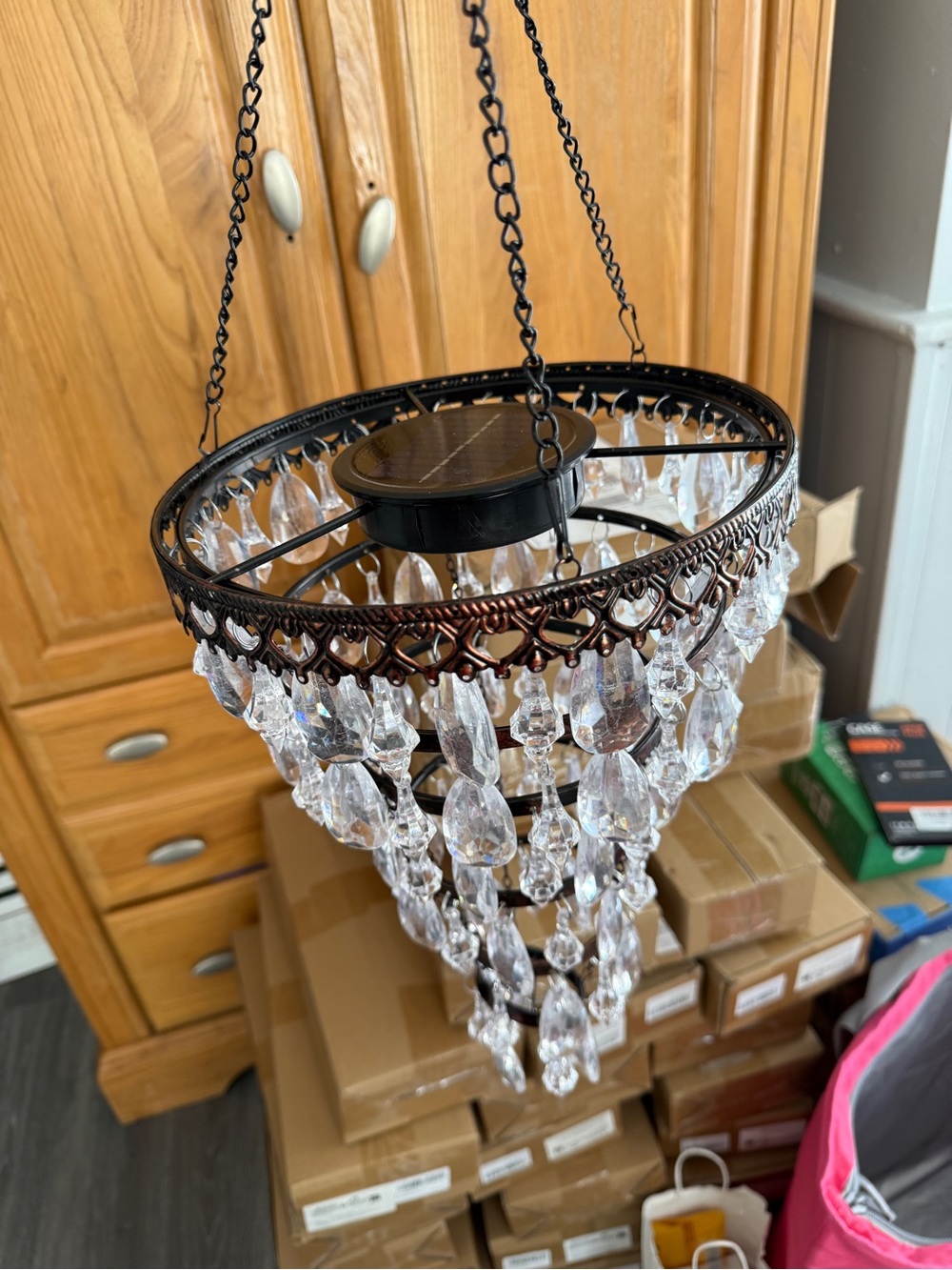 Crystal Hanging Chandelier - Clear LED Outdoor Party Light - Picture 3 of 6